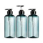 3 Pack 500ml Empty Shampoo Bottles Soap Dispenser Bottle with Pump 17 Ounce Refillable Body Wash Shampoo and Conditioner Bottles Blue Plastic Pump Bottle Dispenser for Bathroom