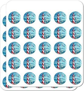 Lighthouse Seashore Ocean Beach Seagulls Sailboat 1" Planner Calendar Scrapbooking Crafting Clear Stickers