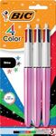 BIC 4-Color Shine Retractable Ball Pens, Fun Pink Metallic Barrel, Medium Point (1.0mm), 3-Count Pack, Retractable Ball Pen With Long-Lasting Ink