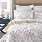 mixinni® Luxury 100% Cotton Embroidered Quilt Set 3 Piece Bedding Set,Bedspread Set,Comforter Set-(King,Champagne)