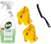 4-Pack Cleaning Bundle: 1× Vim Power & Shine Anti-Bacterial Disinfecting Spray (700 ml) + 2× Microfiber Cloths (colours may vary) + 1× Crevice Cleaning Brush for detailed, multi-surface cleaning