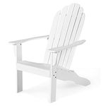 COSTWAY Adirondack Chair, Weather Resistant Acacia Wood Garden Chair, Outdoor Armchair Adirondack Lounger Patio Chair Furniture for Fire Pit, Beach, Deck and Poolside (White)