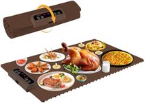 Food Warming Mat-Foldable Electric Warming Mat for Food Sillicon Food Warmer with Adjustable Temperature Control Time Moders Locking Function Warming Tray for Buffet,Party Brown