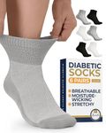 Ankle Diabetic Socks Men & Women | 6 Pairs Wide Non Binding Socks Quarter Length | Edema Neuropathy Socks | Black, White, Gray