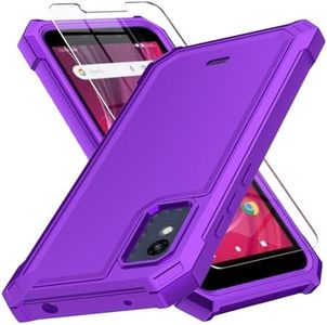 Muoktcm for BLU Studio Mini 2023 Case, with Screen Protector, Dual Layer Structure Protection, Shock-Absorbing Corners TPU Bumper, Heavy Duty Rugged Protective Phone (Purple)
