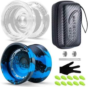 WATIEOBOOyoyo 2-Piece Set - P02+M18 Crystal Yo yo and M18 Camouflage (Black and Blue) yoyo, Suitable for Kids Beginners, and Professional Adults Trick Yoyo, Competition and Performance yo yo