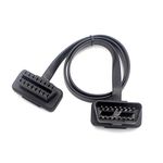 Lalomo Flat Noodle OBD2 Cable, Low Profile Male to Female 8 Pin Pass Through OBDII Extension Cable for Diagnostic Tools, Bluetooth Code Reader 0.6m/2 feet