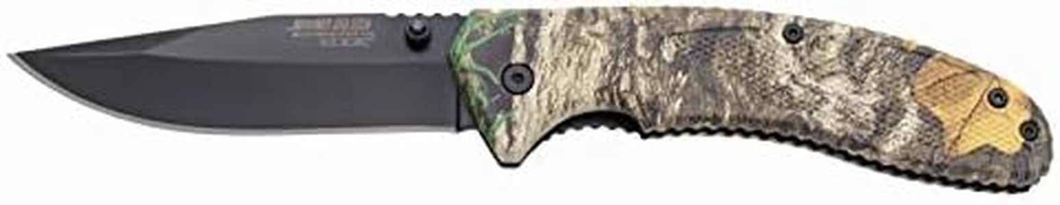 Bear Edge Zytel Sideliner, 3.5” 440 High Carbon Stainless Steel Blade, Camoflauge Zytel Handles, Assisted Opening with Reversible Pocket Clip (61106)