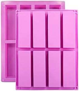 Silicone Granola Bar Mold, 2 Pack 8-Cavity Rectangular Nutrition/Cereal/Energy Bar Maker Molds for Chocolate Truffles Ganache Bread Brownie Cornbread Cheesecake Pudding Butter Mould