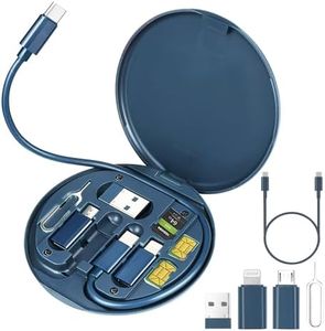 evron USB C Adapter OTG,Multi Charging Cable Conversion Set USB A & Type C to Micro/Lightning,USB C to Micro USB,Data Transfer,SIM Card Pin,Phone Holder(Blue Disc)