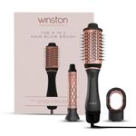 WINSTON 4 in 1 Hair Styling Blow Brush Grey – Blow Dryer, Curling Iron, & Volumizing Brush with Adjustable Heat Versatile Hair Tool - 1 Year Warranty (Grey)