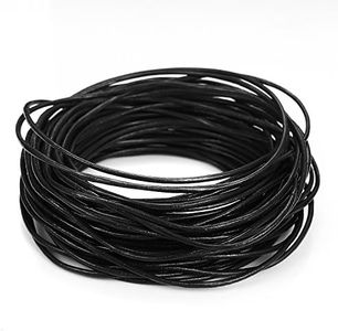 BEADNOVA 1.0mm Round Genuine Leather Cord for Bracelet Beading Jewelry Making 10 Meters/11 Yards Black