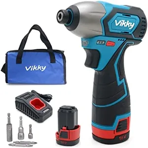 Vikky 16V 1/4" Hex Impact Screwdriver 2.0Ah cordless 3-speed torque adjustable electric driver with brushless motor providing powerful power. Suitable for DIY and home daily use