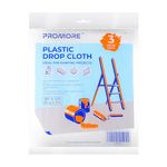 PROMORE 3Pack 9x12 Ft 1-Mil Clear Plastic Drop Cloth - Thickened Painter's Sheet for Painting, Furniture, Walls, and Floor Protection (108 Sq Ft)