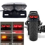 TEBOCR Motorcycle Tail Light Integrated Running Brake Stop Light Dual Eye Turn Signals Lamp Black with License Plate Bracket for Harley Hon-da Ya-maha