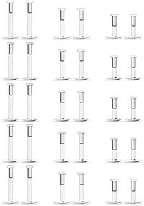 Hoeudjo 16g Bioflex Labret Retainer with Push in 2mm Top Clear Lip Rings Flexible Tragus Helix Conch Cartilage Earrings Medusa Monroe Piercing Jewelry for Women Men, Plastic