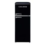 Galanz GLR10TBKEFR True Top Freezer Retro Refrigerator Frost Free, Dual Door Fridge, Adjustable Electrical Thermostat Control, Black, 10.0 Cu Ft