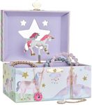 Jewelkeeper Musical Jewelry Box for Girls with Spinning Unicorn, Glitter Rainbow and Stars Design Music Box for Necklace, Earrings, and Accessories, Plays The Beautiful Dreamer Tune