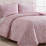 Mellanni King Bedspread Coverlet Set - Bedding Cover with Shams - Ultrasonic Quilting Technology - 3 Piece Oversized Quilt Set - Bedspreads & Coverlets (King, Medallion Coral)