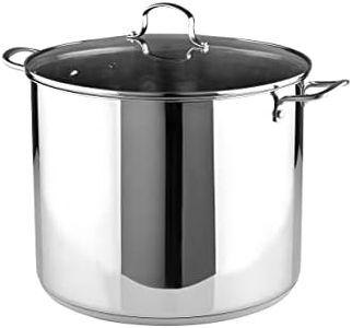 Bergner - Essentials - Stainless Steel Stock Pot with Vented Tempered Glass Lid - 12 Quart Pot for Big Batch Cooking - Induction Safe Cookware - Suitable for All Stove Types