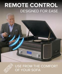 Denver 9-in-1 Retro Record Player – Bluetooth, CD, Cassette, FM Radio