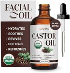 BodyJ4You Castor Oil for Face -Hair Growth Oil Eyelash and Eyebrows Brush Brow Serum Lash Oil -100% Pure Castor Oil USDA Organic Cold Pressed Unrefined Glass Bottle Hexane Free 4 Fl Oz