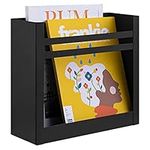 Navaris Wall Mounted Magazine Holder - Hanging Organiser Rack for Magazines Files Books Documents Newspapers - Black, 30 x 27 x 11 cm