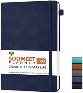 Soomeet Lined Journal Notebook, 200 Pages, Leather Hardcover Notebooks, A5 College Ruled Thick Classic with Pen Loop Notebook Journals for Writing, for Women Men Office School, 5.75'' X 8.38'', Blue
