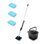 Addis Superdry Sponge Mop, 3 replacement Sponge Heads and Mop Bucket Set, Black Metallic