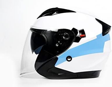 BHR Casco Jet Doppia Visiera 809 DOUBLE | Casco Scooter Omologato ECE | Casco Moto Jet con Doppia Visiera Antigraffio, 4 Punti di Ventilazione & Sgancio Micrometrico | COOL LINE BIANCO | M