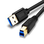 USB 3.0 Cable A Male to B Male 15Ft,Superspeed USB 3.0 A-B/A Male to B Male Cable - for Scanner, Printers, Desktop External Hard Drivers and More(15Ft/5M)