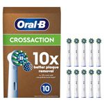 Oral-B Pro Cross Action Electric Toothbrush Head, X-Shape and Angled Bristles for Deeper Plaque Removal, Pack of 10 Toothbrush Heads, Suitable for Mailbox, White