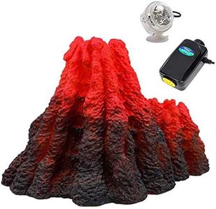 S-Lifeeling Tank Decoration Volcano Ornament Lava Explosion Look Aquarium Decorations with Multi-Color LED Spotlight for Fish Tank (L)