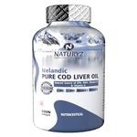 Naturyz Imported Icelandic COD Liver Oil Capsules with Natural Omega 3 (EPA & DHA), Rich in Vitamin D & A, Mercury Free, Immunity, Skin, Eye, Muscle & Joint Health Softgels, 100 Count, Pack of 1