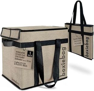 BOXIEBAG Collapsible Reuseable Insulated Grocery Bag - Stackable Heavy Duty Grocery Tote - (1 Pack)