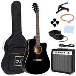 Best Choice Products 41in Full Size Acoustic Electric Cutaway Guitar Set w/ 10-Watt Amp, Capo, E-Tuner, Case - Black