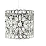 HOMION Easy Fit Antique Moroccan Tilly Design Chandelier Chic Ceiling Light Pendant Shade Crystal Droplet Fitting Decorations Gem Moroccan Style Fitting, Plastic/Metal (Silver)