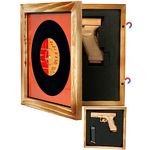 Aolamegs Wooden Gun Storage with Foam Insert - Quick Access Pistol Shelf with Magnetic Door, Wall Decor for Bedroom Dorm Office (Natural)