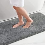 smiry Microfiber Bath Mat 40 x 60 cm, Non-Slip Super Absorbent Bathroom Mat, Extra Soft Machine Wash and Dry, Non-Shedding Bath Mats For Bathroom, Grey