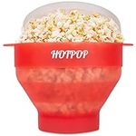 The Original Hotpop Microwave Popcorn Popper, Silicone Popcorn Maker, Collapsible Bowl BPA-Free and Dishwasher Safe- 20 Colors Available (Transparent Red)