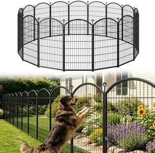 Decorative Garden Fence 48in x17ft, 8 Pack Rustproof Metal No Dig Fence Animal Barrier for Dog, Arched Flower Bed Edging Ornamental Wire Border Panel Fencing (Black, 8 Panels-48in(H))