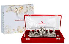 INTERNATIONAL GIFT Musical Ganesh with Red Velvet Box (Silver Musical Ganesh)