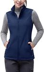 33,000ft Women's Running Vest Fleece Lined Zip Up Windproof Lightweight Softshell Vests Outerwear for Golf Hiking Sports,Navy Blue XS