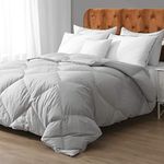 APSMILE Lightweight Goose Feather Down Comforter California King, Thin All Season Down Duvet Insert - 100% Organic Cotton Geometric Quilted Cooling Bed Comforter for Warm Weather/Sleepers, Cloud Gray