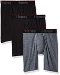 Hanes Men's Comfort Flex Fit Total Support Pouch 3-Pack, Available in Regular and Long Leg, Long Leg - Gray/Black - 3 Pack, Medium