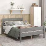 HomSof Full Bed with Headboard and Footboard,Grey