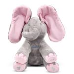 Dimple Peek A Boo Elephant Toy, Interactive Singing Stuffed Elephant Plush with Moving Ears, Musical Stuffed Animal for Babies and Toddlers, Adorable Elephant Baby Toy