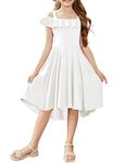 Arshiner Girls' Dresses Formal Special Occasion Wedding Dress with Pockets White Size 8