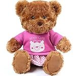 LotFancy Teddy Bear Stuffed Animal, with Removable Clothes, 10 inch Cute Baby Girl Bear Plush, with T-Shirt and Dress, Baby Shower Decoration, Easter Gift Plushies