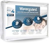 Waterguard Quilted Pillow Protector - Waterproof and Bed Bug Proof Zippered Pillow Protector - Luxury Designed Pillowcases Protects Pillows from Dirt, Dust Mites, Stains, and Spills (4, Standard)